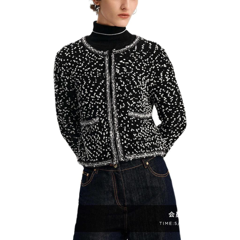 Karl Lagerfeld FW24 Casual Outdoor Commuting Lightweight Blended Yarn Cardigan Long Sleeve Jacket Women Jackets Black K27L2218998