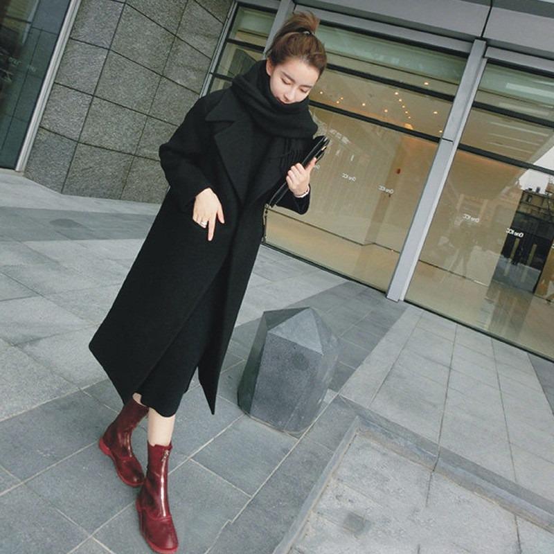 Autumn and Winter Mid-length Woolen Windbreaker Women's Slimming Over-the-knee Coat Coat