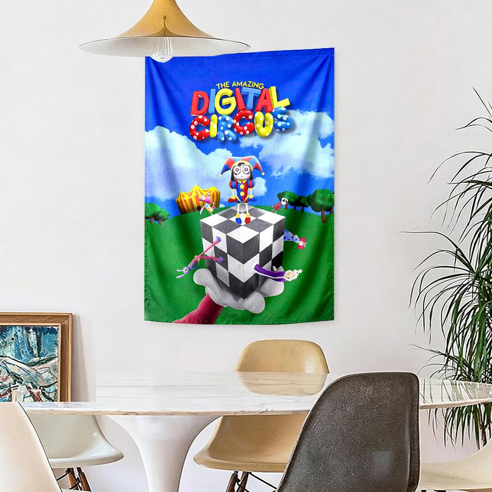 Digital Circus Wall Decor Tapestry Art For Pet Memorial Birthdaywedding Party Backdrop Family Gift