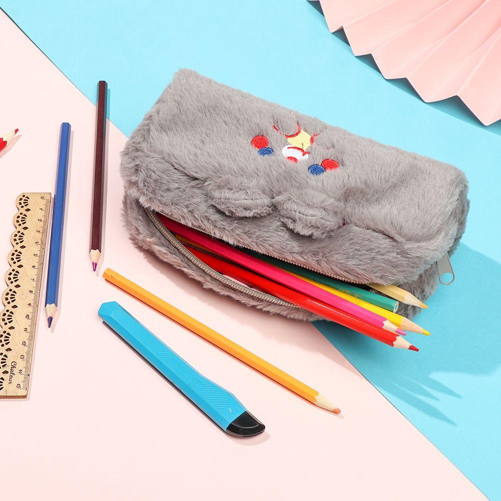 Fashion Girl Student Large Capacity School Supplies Cute Pencil Case Plush Stationery Bag