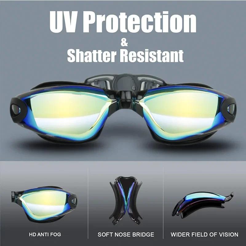 Swimming Goggles High-definition Anti Fog Waterproof Male and Female Coated Earplug Set Swimming Goggles for Women Men
