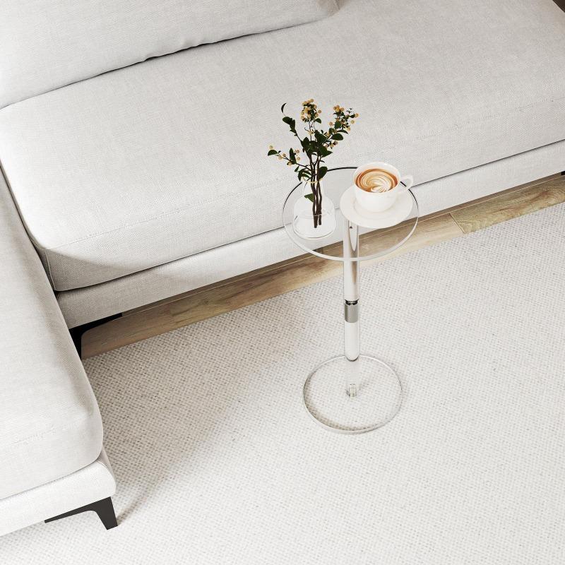 Transparent Coffee Tables Round Acrylic Coffee Table Living Room Center Table Bedside Sofa Tea Tables Portable Home Furniture