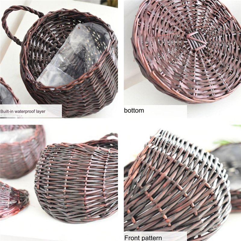 M-Modern-Hand Made Flower Planter Wall Hanging Wicker Rattam Basket Garden Vine Pot Plants Holder Garden Pots Wall Planter