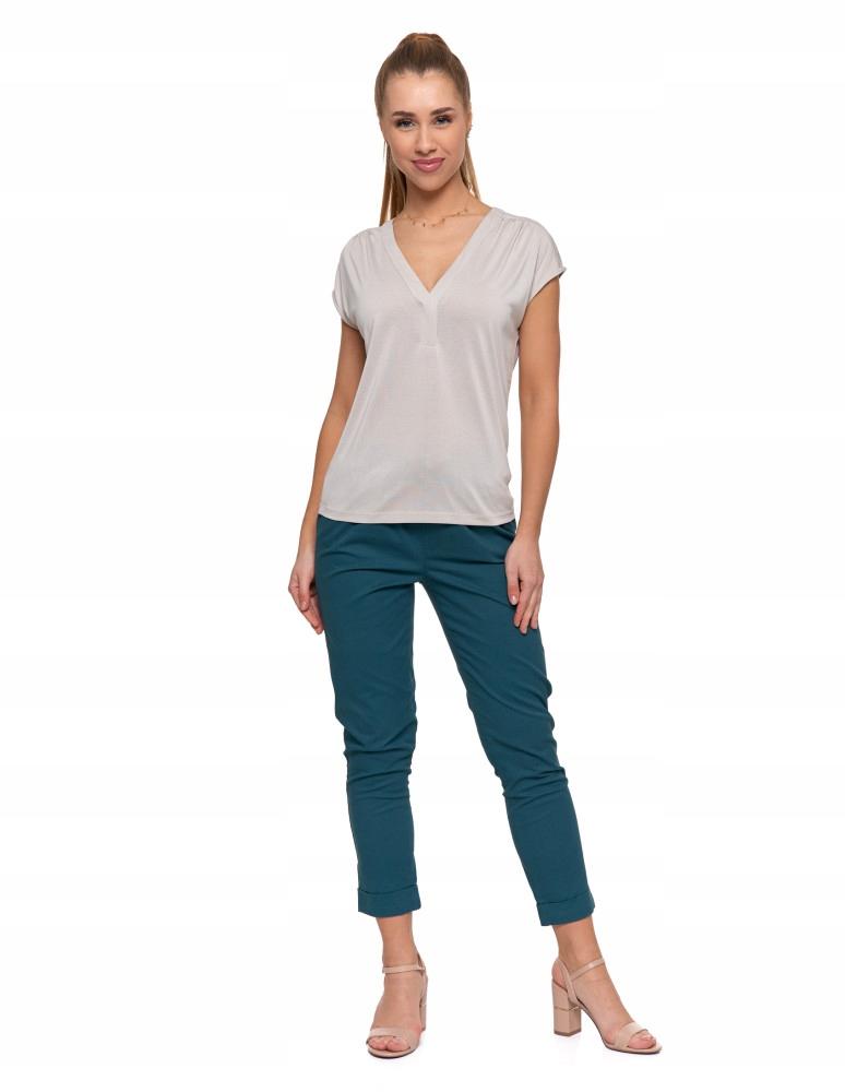 Women's Blouse Short Sleeve V-Neck Comfortable Light Stylish Soft MORAJ L BEIGE