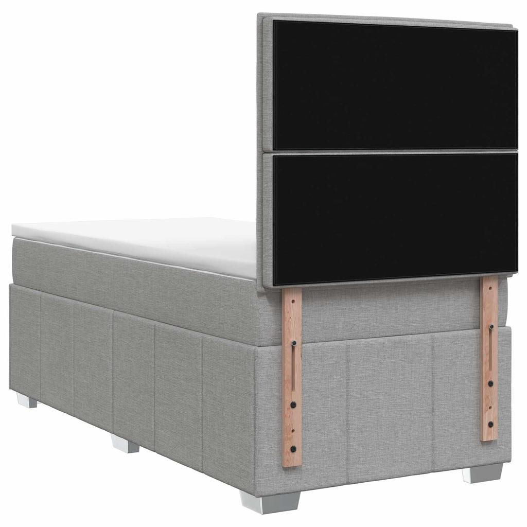 LED Box Spring Bed with Mattress Light Gray 80 X 200 Cm Fabric