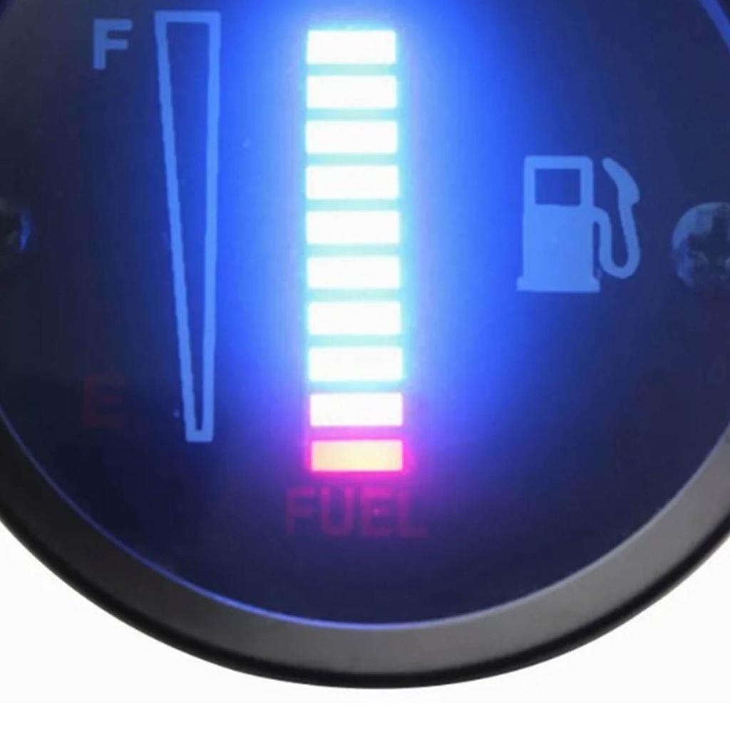 Motorcycle Fuel Gauge 12V Tank Oil Level Meter with LCD Display 52mm Shell Diameter for Car