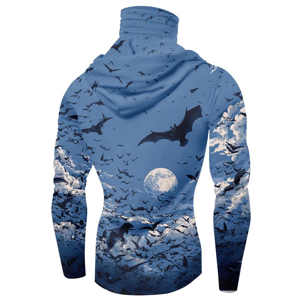 Men's Performance Fishing Raglan Halloween Prints Hoodie - UPF 50+ UV Long Sleeve Sun-protective Shirt With Mesh Visor