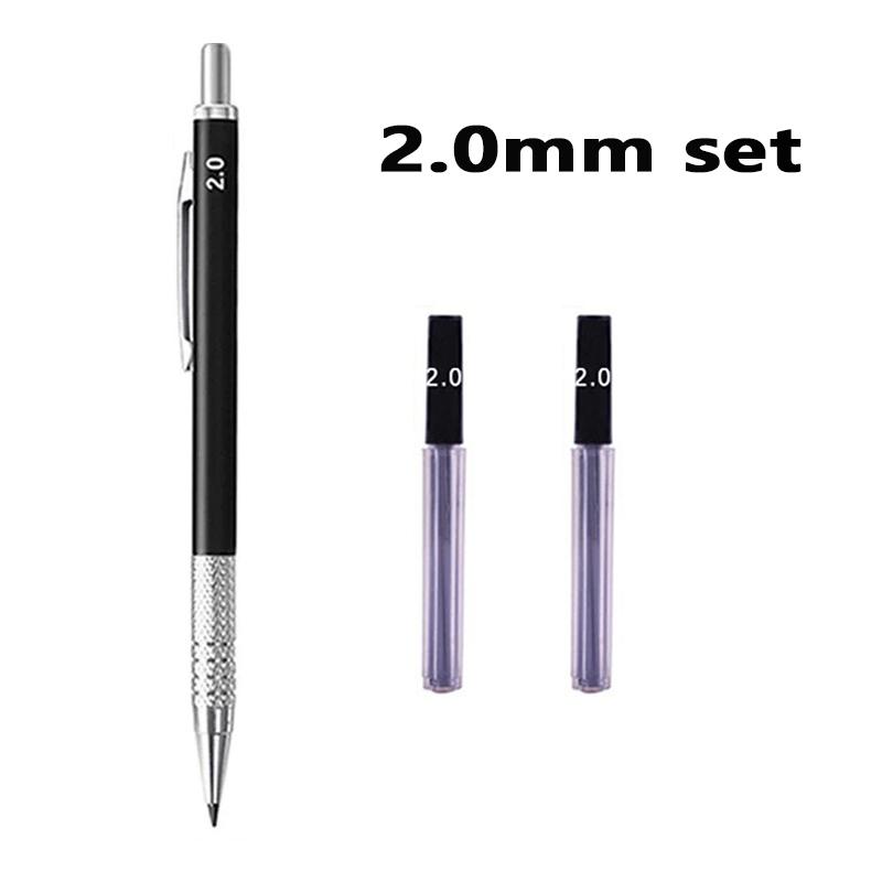 Xiaomi Black Metal Mechanical Pencil with Lead Smooth Writing Sizes 0.3 0.5 0.7 0.9 1.3 2.0mm For Sketching Painting