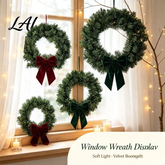 Front Door Christmas Wreath Artificial Norfolk Pine for Door Faux Greenery Needle Green Wreath Winter Farmhouse Holiday Hanging Decor Porch