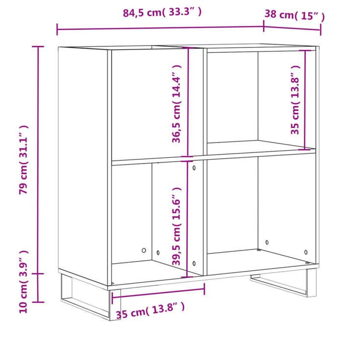VidaXL Armoire à Disques, Support de Tourne-disque, Armoire Latérale avec Rangement, Buffet de Salon, Moderne, Gris Béton 831784