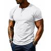 Men’s Summer Quick-Dry Mesh Henry-Neck T-Shirt – Casual Plain Short-Sleeved