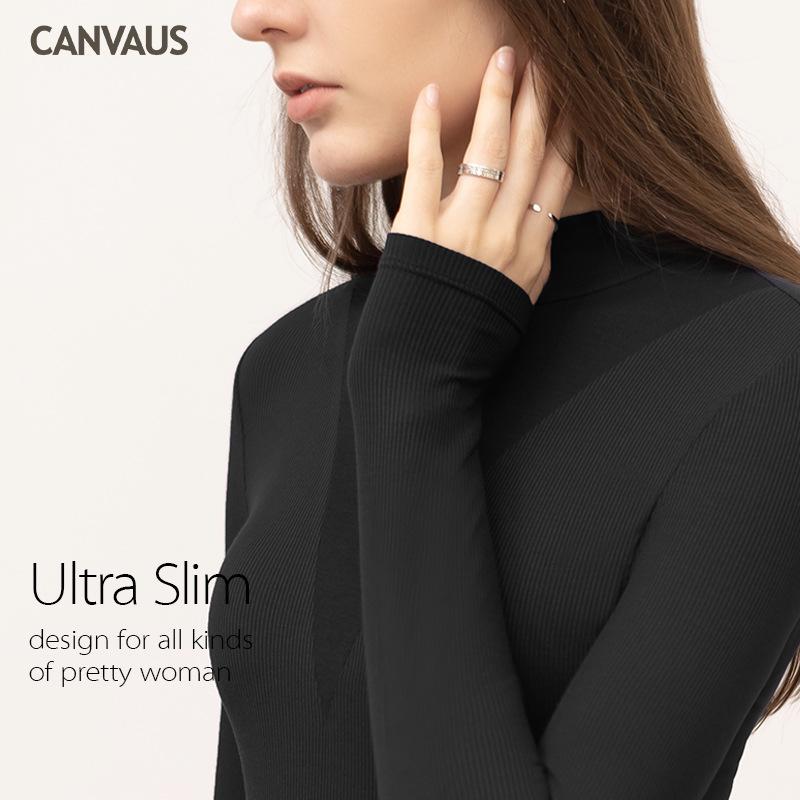 Early Autumn New Style Stitching Half-High Collar Solid Color Long-Sleeved Bottoming Shirt For Women