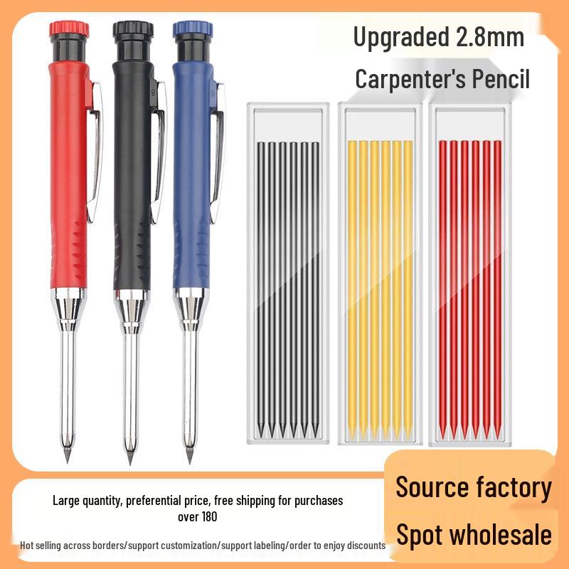 Professional Deep Hole Woodworking Pencil - 2.8mm Marker for Precise Line Drawing & Notations