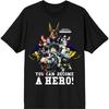 Mens My Hero Academia Anime Cartoon Characters Black Graphic Tee
