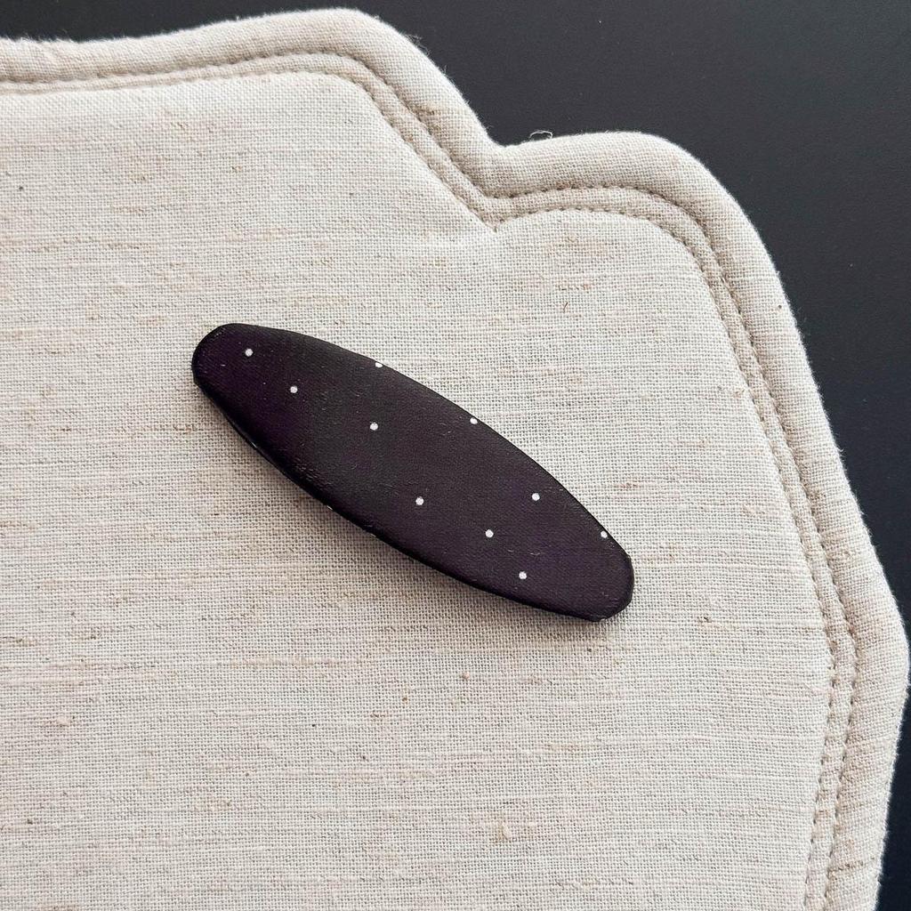 Korean Polka Dot Satin Hair Clip for Girls – Elegant Water Drop BB Shape