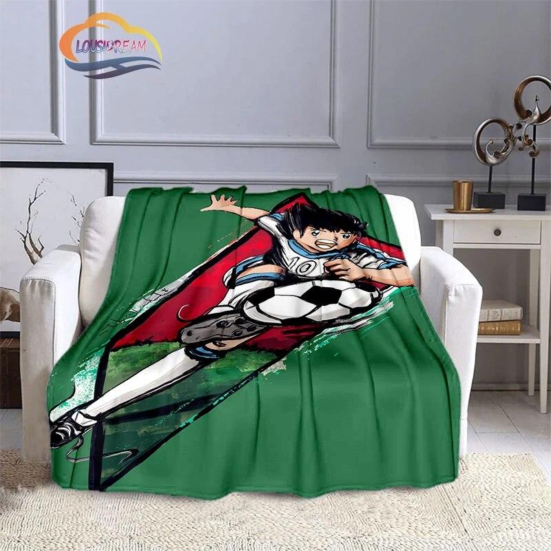 Captain Tsubasa Cartoon Blanket  Football Kicers Series Flannel Wool Air Conditioner  Warm Sofa Cover  Nap