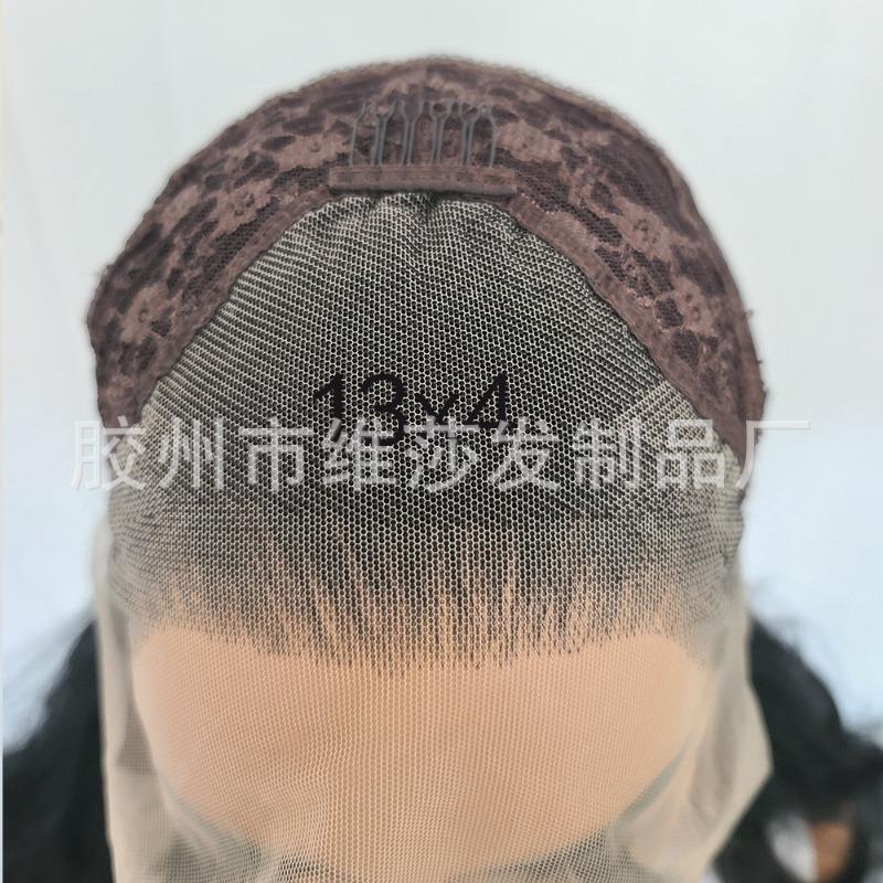 Black wig natural hand hook big front lace hair cover cos party high temperature silk long straight hair one piece