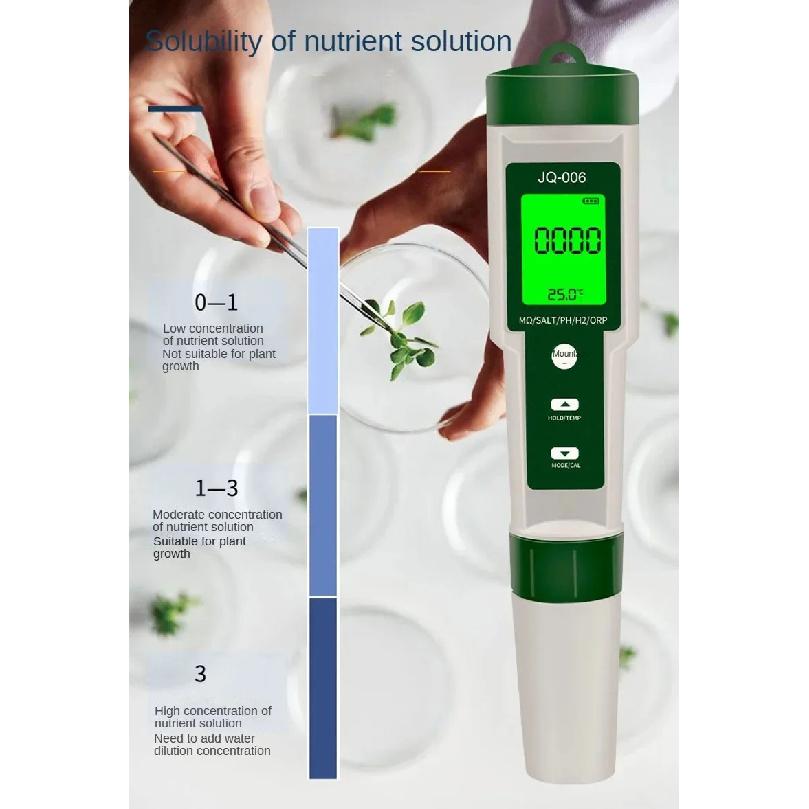 10 in 1 pH Meter Water Tester High Precision Test TDS/PH/EC/H2/ORP/Fertility/Salinity/S.G/Resistivity/Temperature For Aquarium