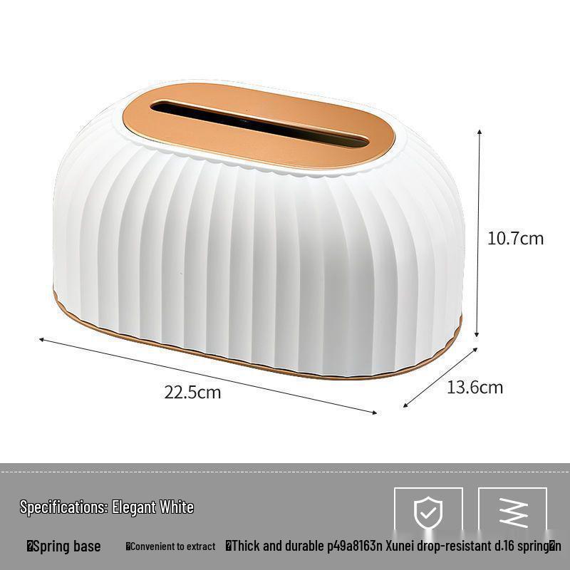 High-Grade Striped Tissue Box & Napkin Holder with Built-in Spring for Living Room & Bathroom