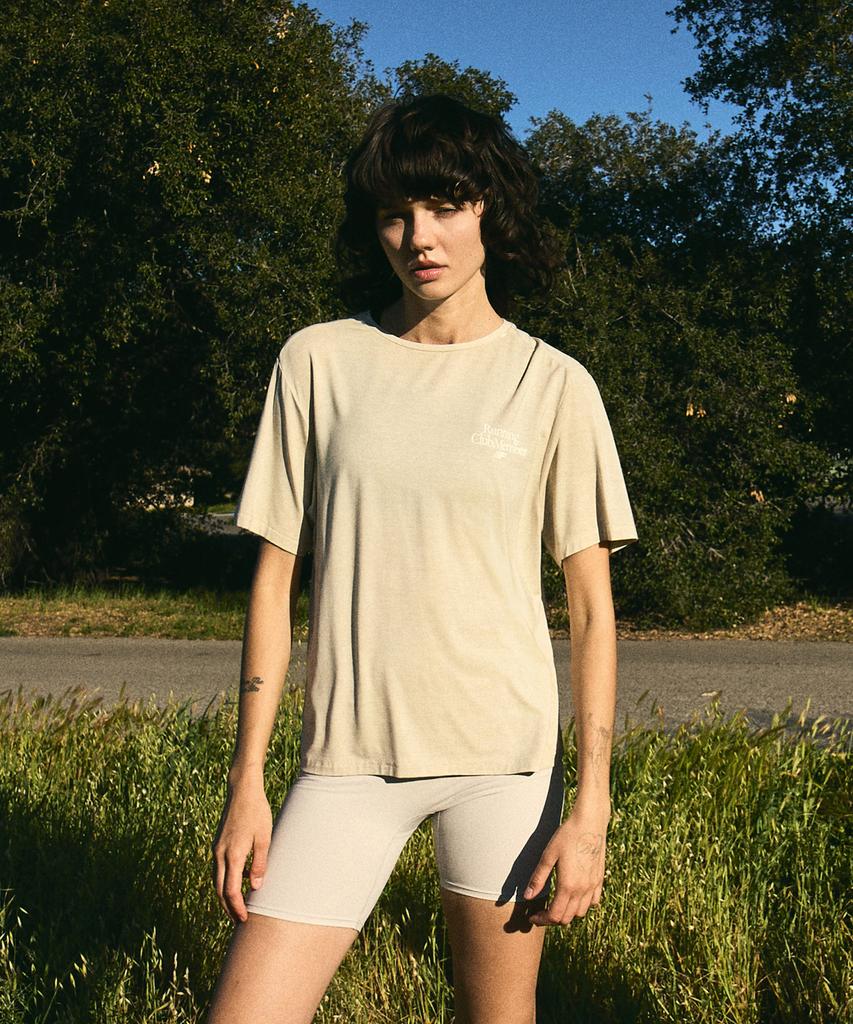 Peullukeu Crop Run Cool Dry Pigment Short Sleeve T-Shirt Beige Fst743C