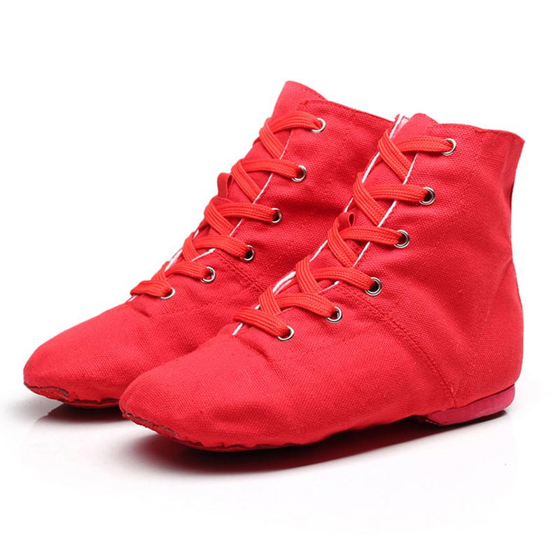 Damen Tanzschuhe Schwarz Rot Weiß Grün Elfenbein Khaki Rosa Blau Athletic Damen Jungen Mädchen High Help Canvas Jazz Tanzschuhe