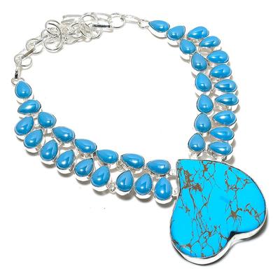 Natural Santa Rosa Turquoise Gemstone 925 Sterling Silver Necklace 18" E4J49