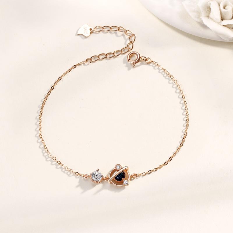 S925 Sterling Silver Dreamy Planet Bracelet - Elegant INS Design, Perfect Gift for Women & Best Friends 925 Silver розового золота