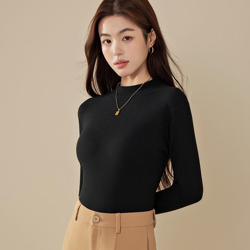 Women's Autumn And Winter Long Sleeved T Shirt With Added Velvet Base
