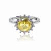 Yellow Diamond Series Color Treasure Open Ring Full Of Diamonds Zircon Exquisite French Light Luxury Premium Sense Adjustable Ring