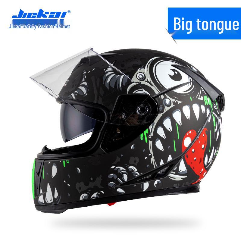 Jiekai Full Face Electric Motorcycle Helmet - Unisex, All-Season Racing Safety