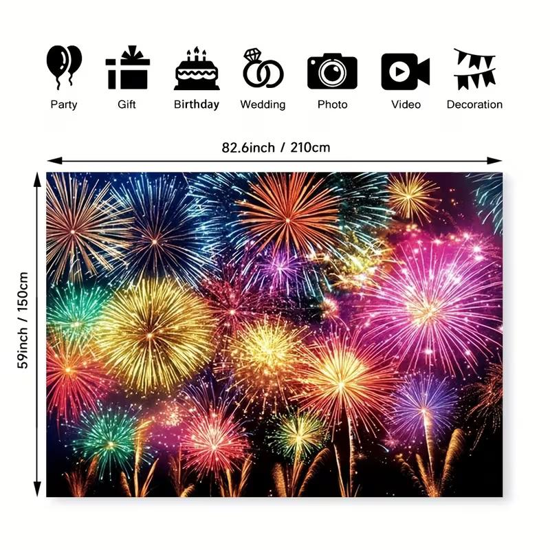 2D Colorful Fireworks Background for Wedding & Birthday Photoshoot