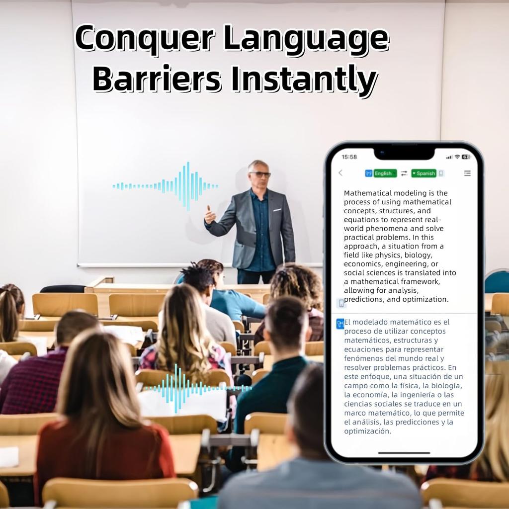 Translation Earbuds 3-in-1 Real-Time Translator with 144 Languages & Accents, Perfect for Travel, Business & Education,Translastor Call and Music,