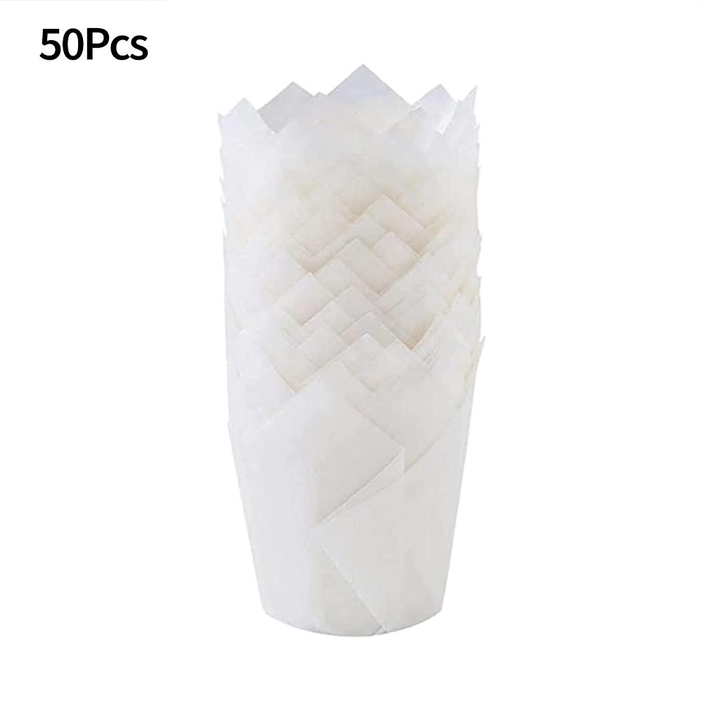 50Pcs Cupcake Paper Cups Tulip Muffins Paper Moulds Cup Case Cupcake Liner Baking Tools Cake Wrapper For Wedding Party Accessory
