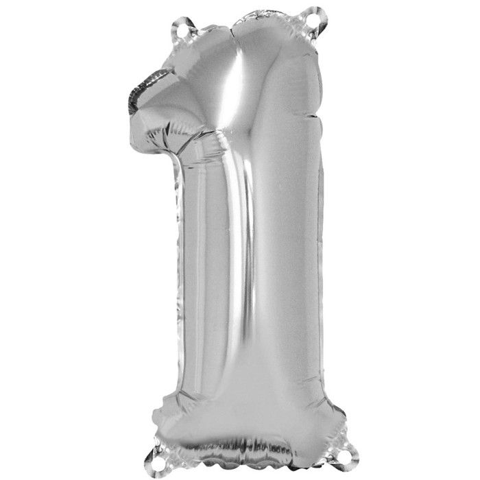 Aluminum Balloon Number 1 Silver 40cm