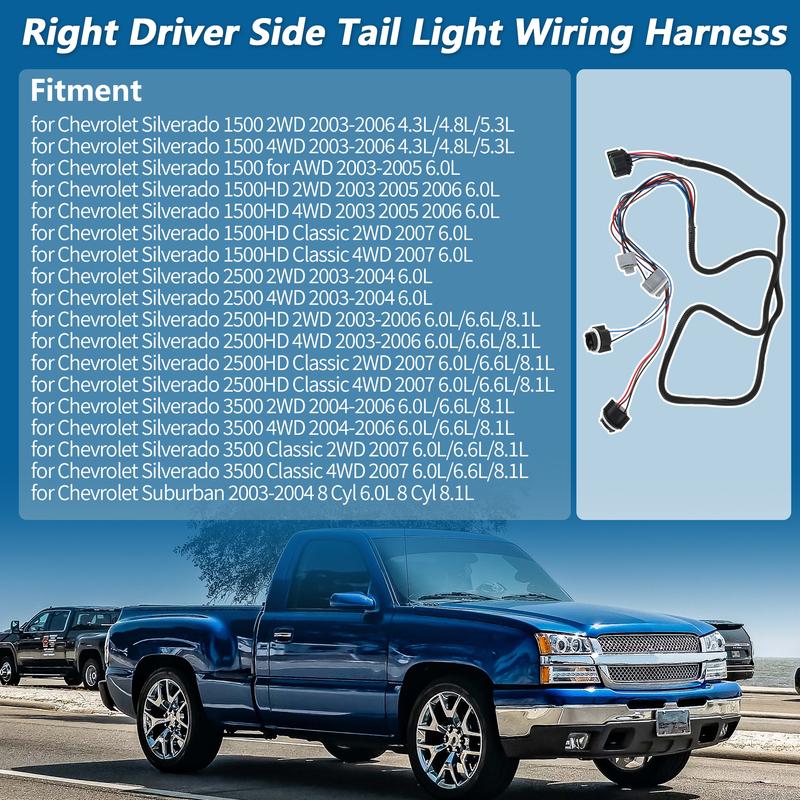 X Autohaux Right Tail Light Wiring Harness for Chevy Silverado 1500 2500 3500 No.16531402