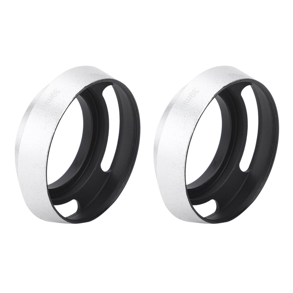 2Pcs Aluminium Alloy Hollow Out Lens Hood 39 mm for Leica Camera Silver