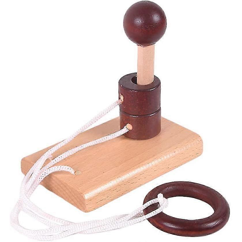 4pcs Classic Wooden Rope Puzzle Set Ring Puzzles String Solution Brain Teaser - DD
