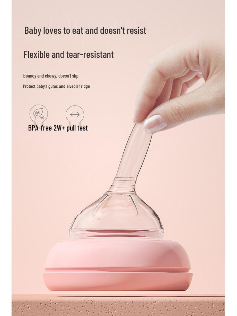 Aubeni 150ML Wide Mouth Glass Baby Bottle, Anti-Choke & Anti-Colic, for Newborns 0-6 Months