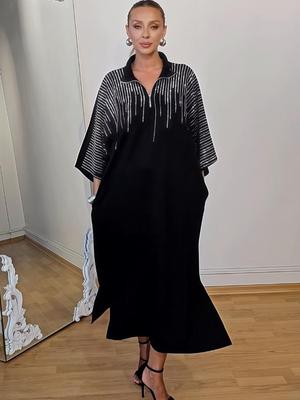 2025 European & American Autumn Print Loose Long Sleeve Women's Dress