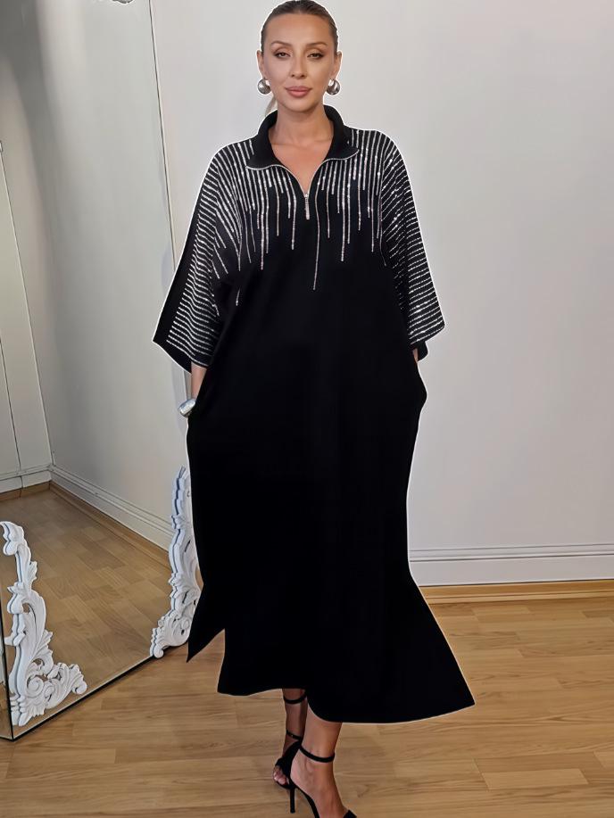 

2025 Европейское и Американское Осеннее Платье Женское Свободное с Длинным Рукавом и Принтом XXL