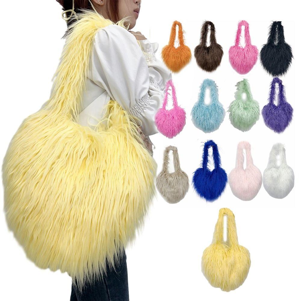 

Love Shape Plush Shoulder Bag Large Capacity Heart Crossbody Bag Streetwear