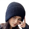 Women's Large Head Circumference Knitted Wool Hat - Versatile, Warm, Slouchy, Solid Color Korean Style for Autumn and Winter