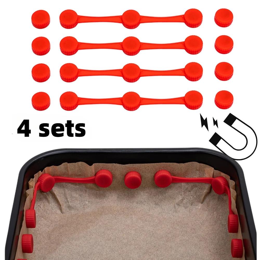 

4PCS Air Fryer Silicone Magnets Clips Heat-Resistant Reusable Magnets Buckles Designed ,Fixed paper Prevent combustion червоний