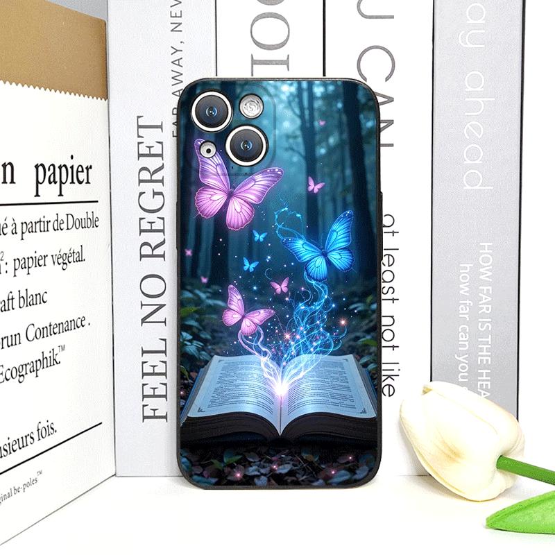 Beautiful Forest Butterfly Book Printed Phone Case for iPhone 17 16 12 11 14 13 15 Pro Max Mini X XS MAX XR 7 8 Plus Soft Cover