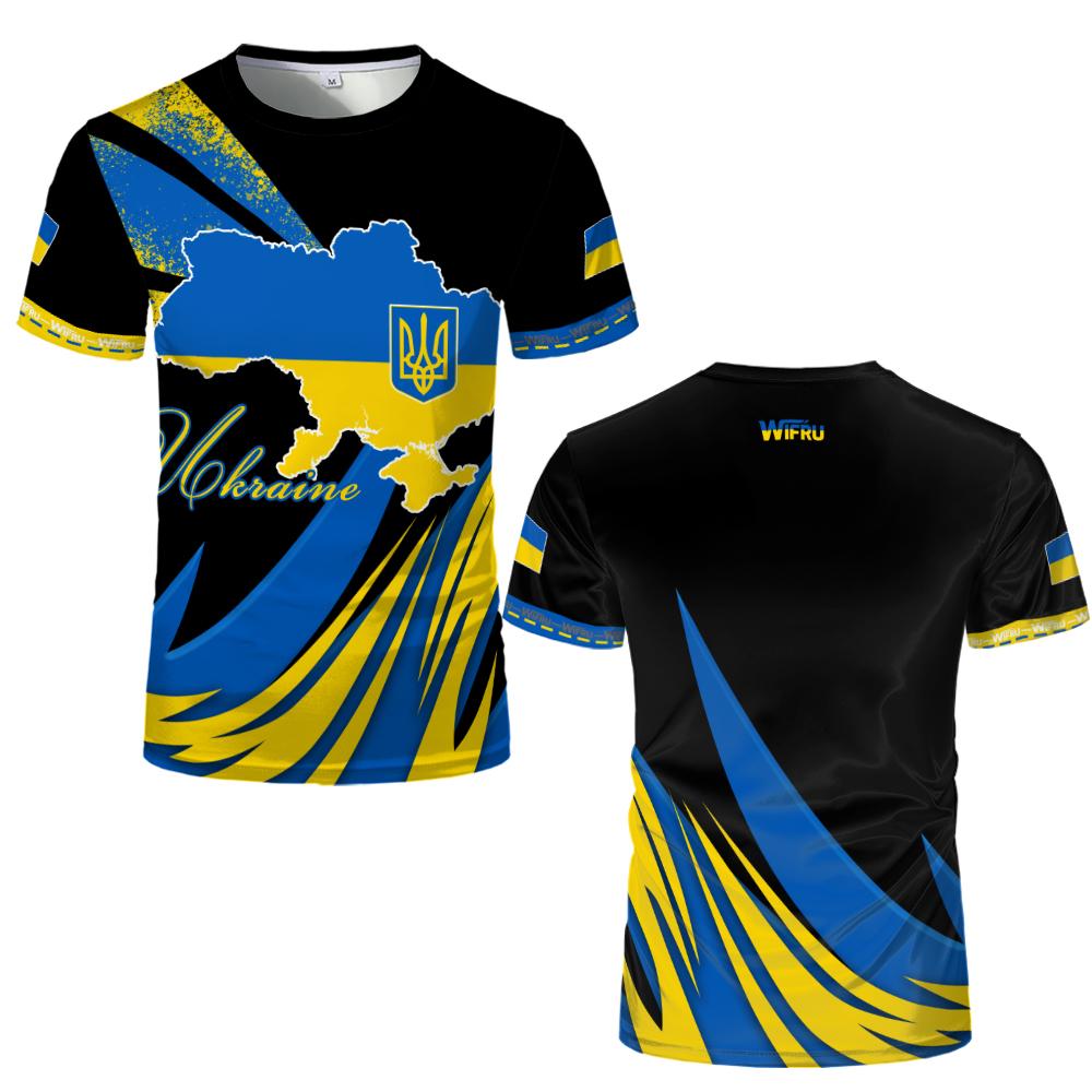 New Ukraine National Flag Graphic Jersey Summer Outdoor Sports Breathable T-shirts Men's and Women's Casual Streetwear