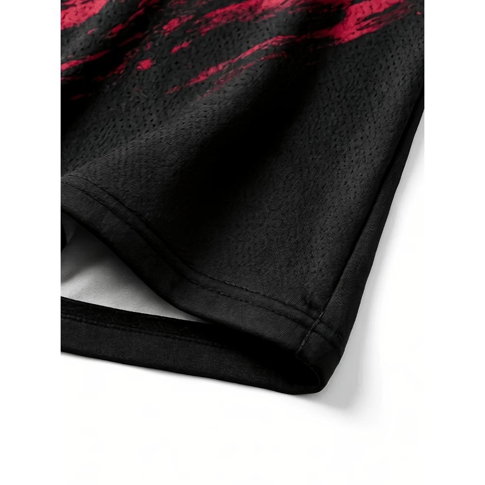 No. 00 Basketball Jersey - Black and Red Abstract Jersey, Suitable for Daily Wear and Team Uniforms In Sports Competitions