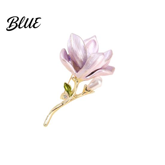 Long-lasting Brooch Magnolia Zinc Alloy Pin with Oil Dripping Process