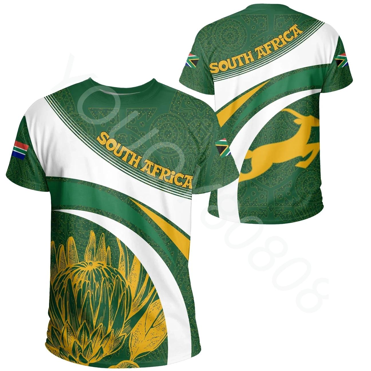 Summer Print Casual Sports Street Style Africa T-Shirt Cricket South Africa Protea Springbok T-Shirt Harajuku Clothing Tops S
