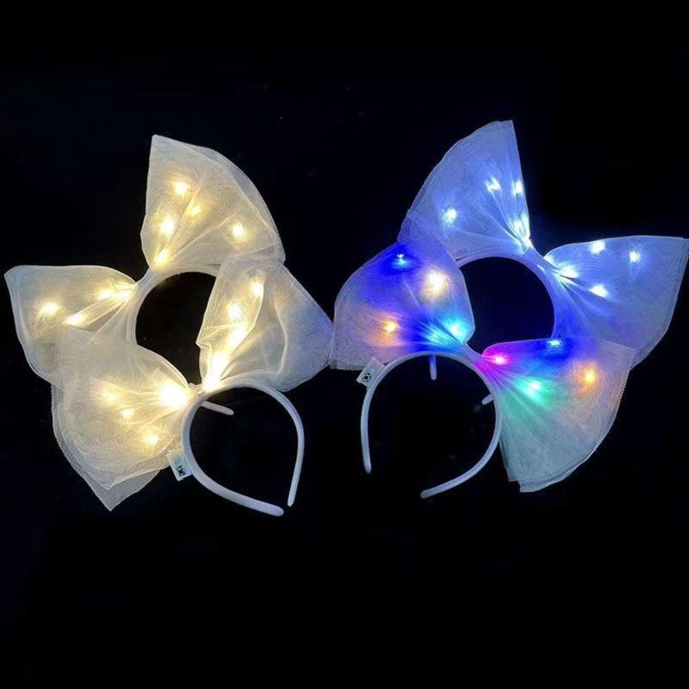 New Year Decoration LED Bow Headband Bowknot Glowing Hair Band Funny Festival Decoration