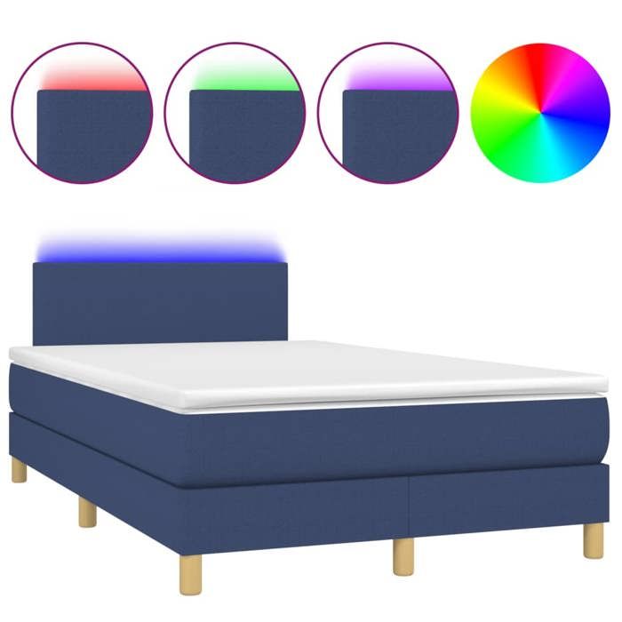 Maison Exclusive - Sommier à lattes de lit matelas et LED bleu 120x190 cm tissu